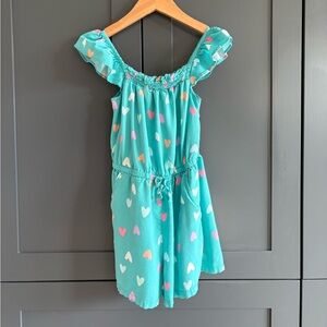 Cat & Jack Turquoise Romper with Multicolor Hearts